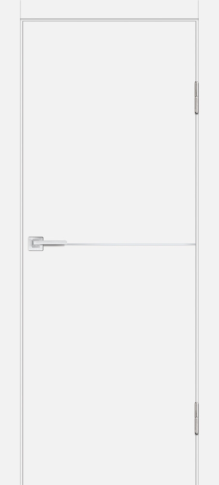 Межкомнатная дверь П-19 ал. молдинг Хром Белый матовый