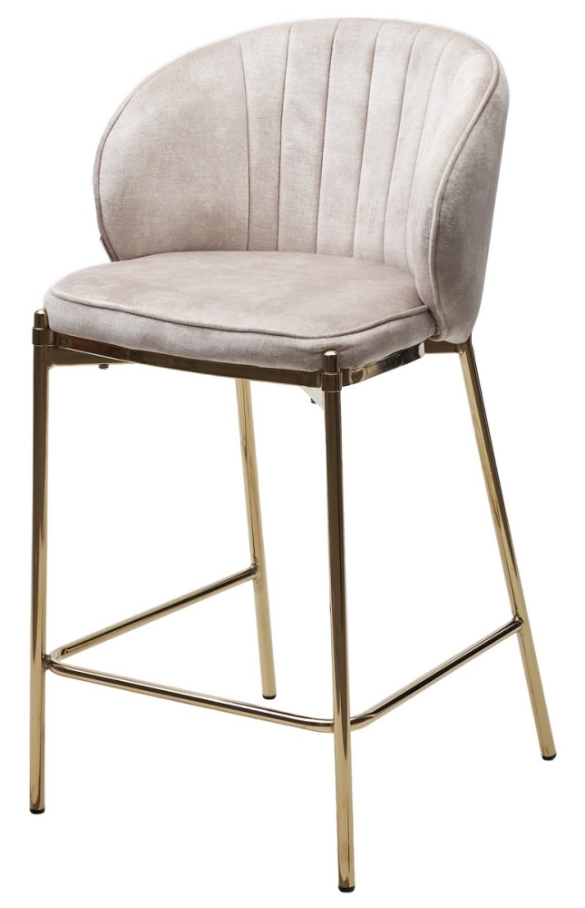 Полубарный стул WENDY VBP-207 античный бежевый, велюр / золотой каркас (H=65) М-City MC63782