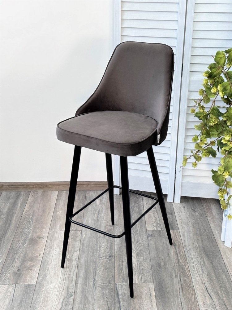 Товар Барный стул NEPAL-BAR ГРАФИТ #14, велюр/ черный каркас (H=78cm) М-City MC63283