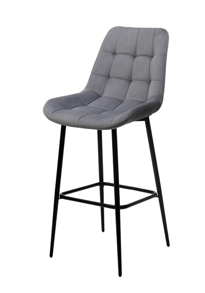 Барный стул ХОФМАН, цвет H-14 Серый, велюр / черный каркас М-City MC63172