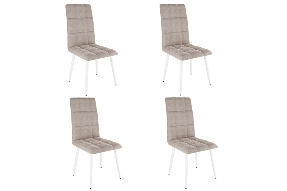 Набор стульев Турин 2 (4 шт.) мокко (велюр)/белый MBS8002