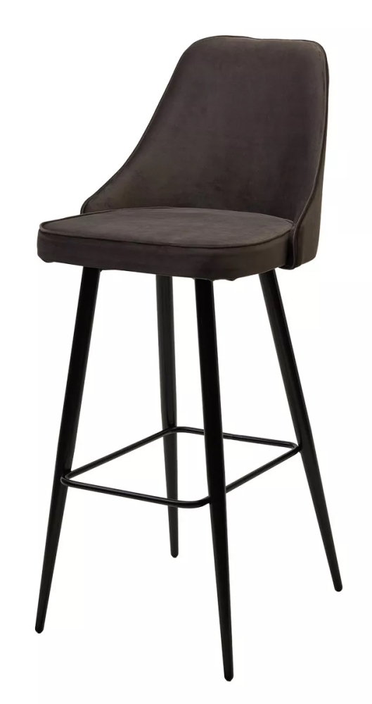 Барный стул NEPAL-BAR ГРАФИТ #14, велюр/ черный каркас (H=78cm) М-City MC63283