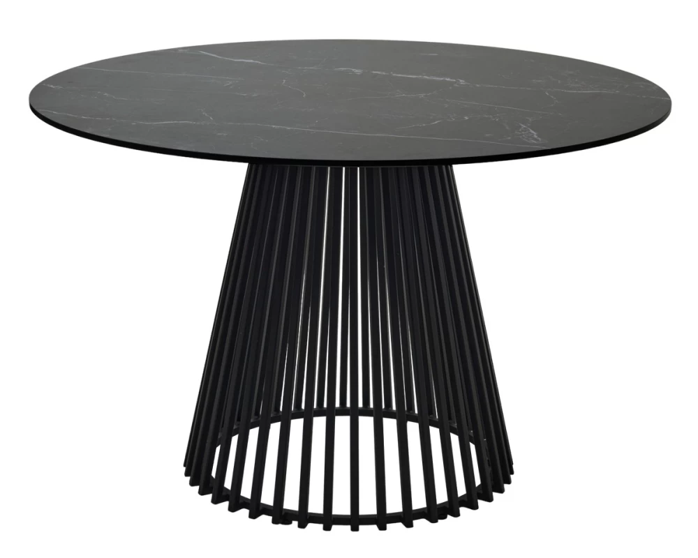 Стол TERNI 120 MATT BLACK MARBLE SOLID CERAMIC Черный мрамор матовый, керамика /Черн.каркас, ®DISAUR MC63540
