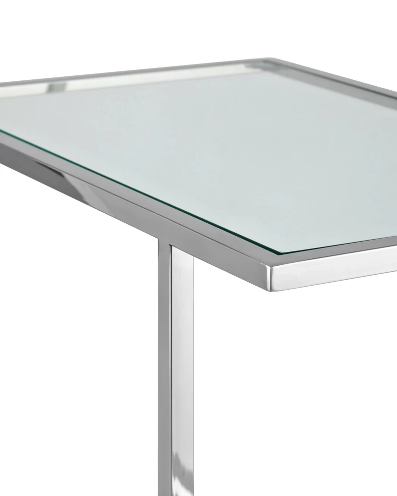 Товар Журнальный столик 50*32 БОСТОН прозрачное стекло сталь серебро SG1538