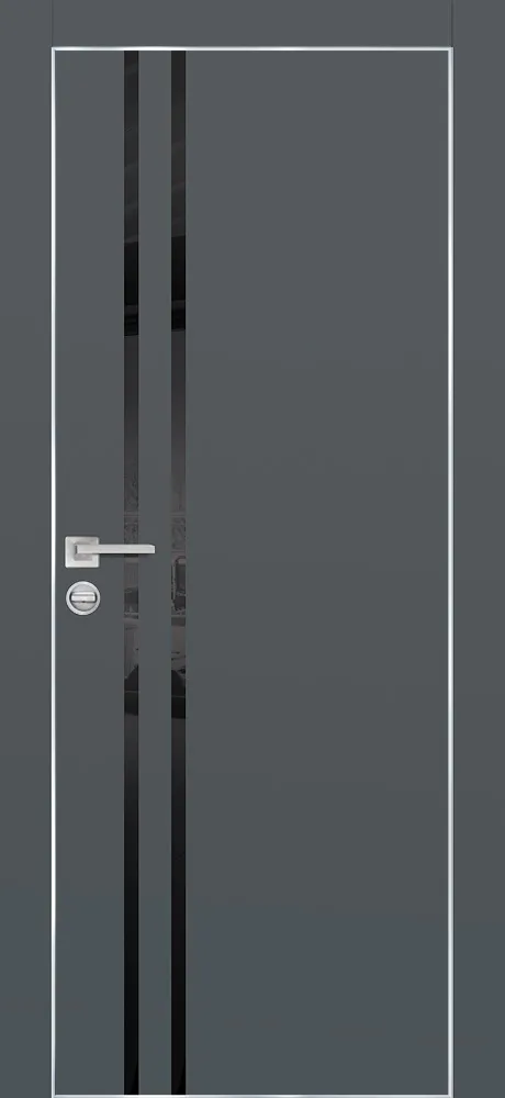 Межкомнатная дверь ПХ-11  AL кромка с 4-х ст. Графит матовый